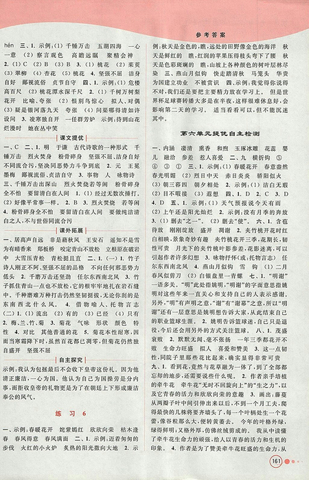 2018年江蘇版亮點給力提優(yōu)班多維互動空間語文六年級下冊參考答案