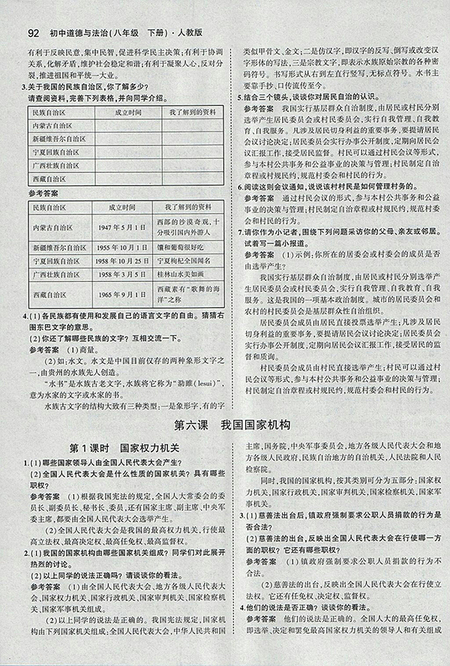 2018義務(wù)教育教科書(shū)人教版八年級(jí)道德與法治下冊(cè)參考答案