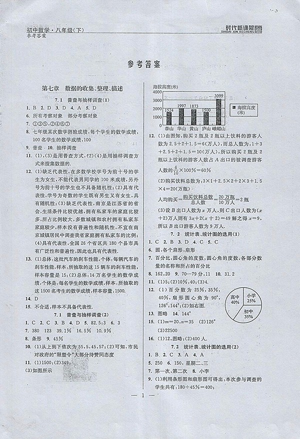 2018年時(shí)代新課程初中數(shù)學(xué)八年級(jí)下冊(cè)參考答案