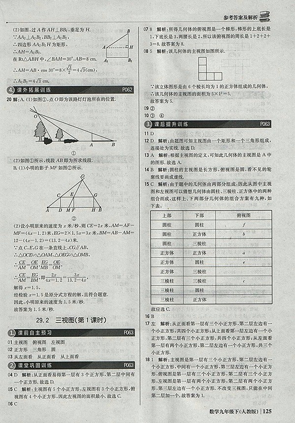2018年人教版銀版1加1輕巧奪冠優(yōu)化訓(xùn)練數(shù)學(xué)九年級(jí)下冊(cè)參考答案