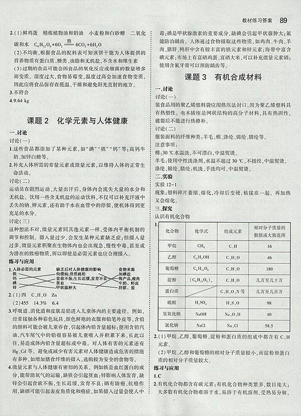 最新版義務(wù)教育教科書人教版化學(xué)九年級下冊參考答案