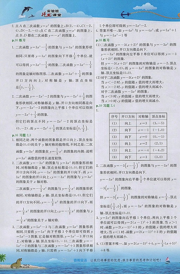 2018年實驗班提優(yōu)課堂北師大版數(shù)學九年級下冊參考答案