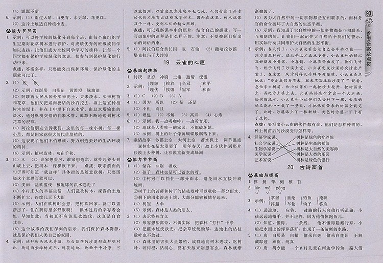 2018蘇教版綜合應(yīng)用創(chuàng)新題典中點(diǎn)語(yǔ)文四年級(jí)下冊(cè)參考答案