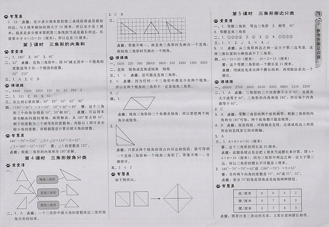2018蘇教版綜合應(yīng)用創(chuàng)新題典中點(diǎn)數(shù)學(xué)四年級(jí)下冊(cè)參考答案
