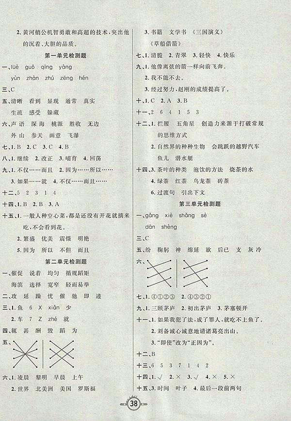 2018蘇教版創(chuàng)新課課練語文四年級下冊參考答案