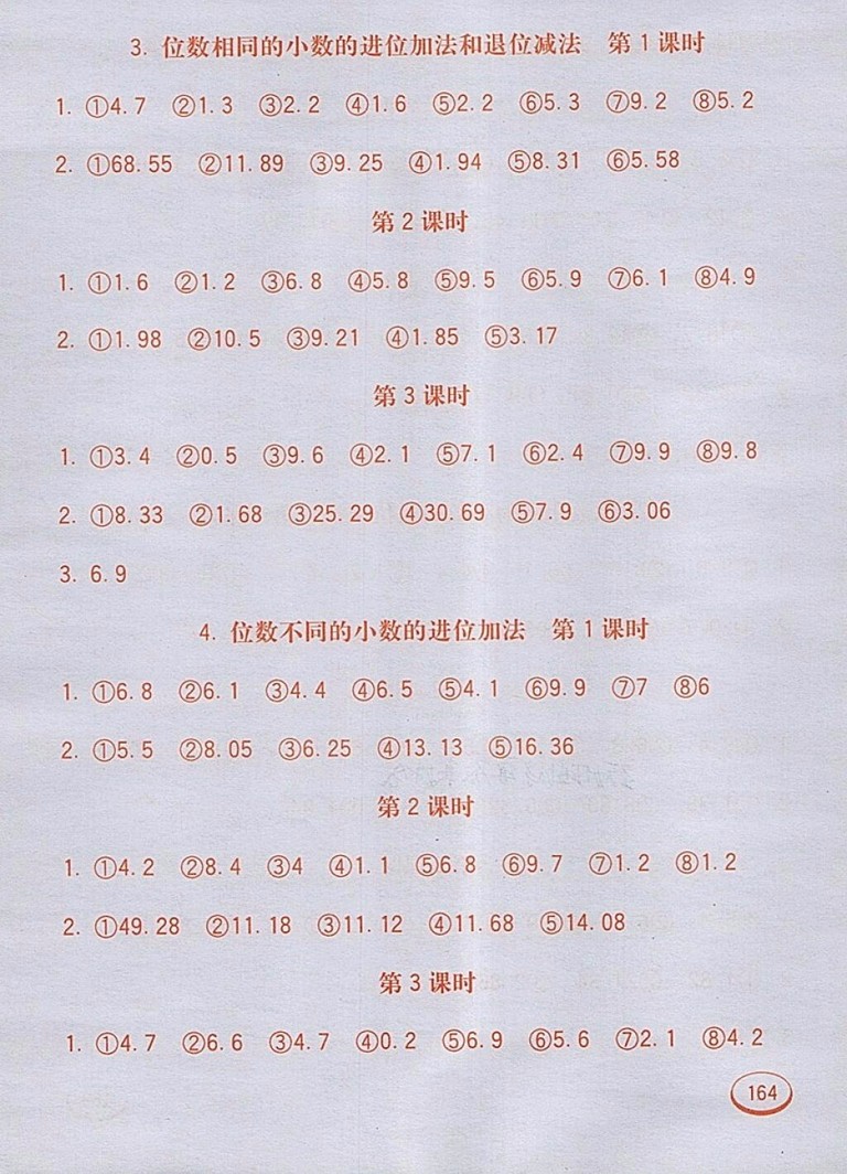 2018人教版七彩口算題卡四年級下冊參考答案