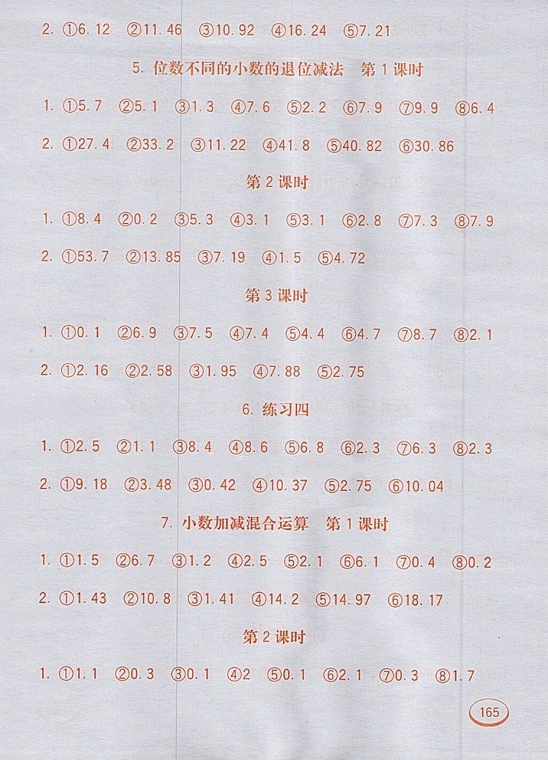 2018人教版七彩口算題卡四年級下冊參考答案