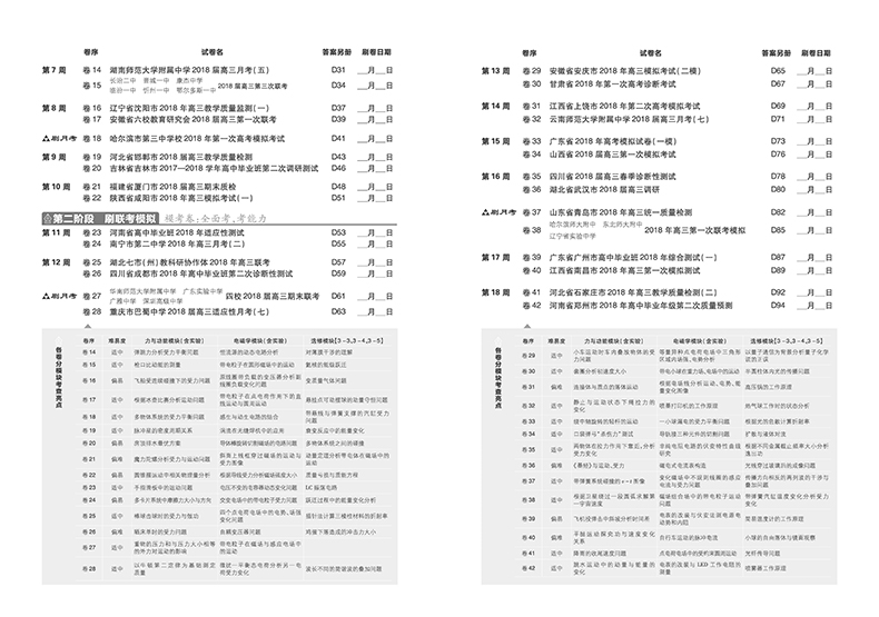2019新課標(biāo)全國(guó)卷高考必刷卷42套物理參考答案