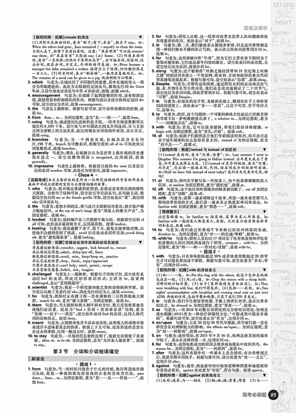 2019高考必刷題英語(yǔ)1語(yǔ)篇型語(yǔ)法填空參考答案