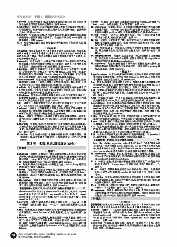 2019高考必刷題英語(yǔ)1語(yǔ)篇型語(yǔ)法填空參考答案