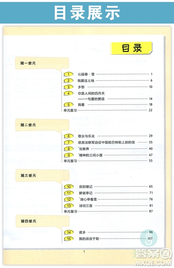 2019新版王后雄課堂完全解讀九年級上冊語文參考答案