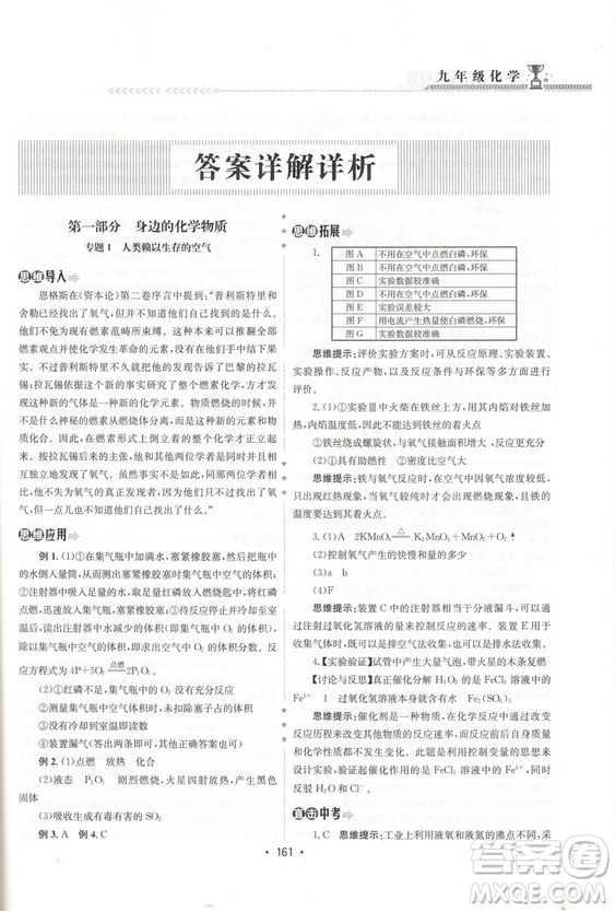 2018新版啟東培優(yōu)微專題九年級化學參考答案