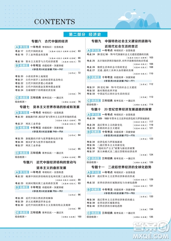 2019一遍過(guò)高考總復(fù)習(xí)歷史參考答案