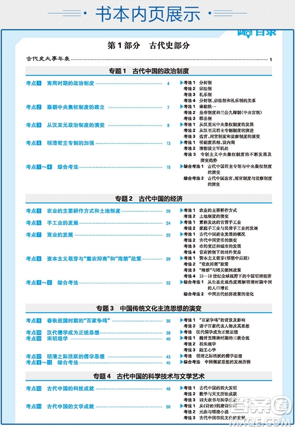  2019新版高考歷史A版600分考點700分考法參考答案