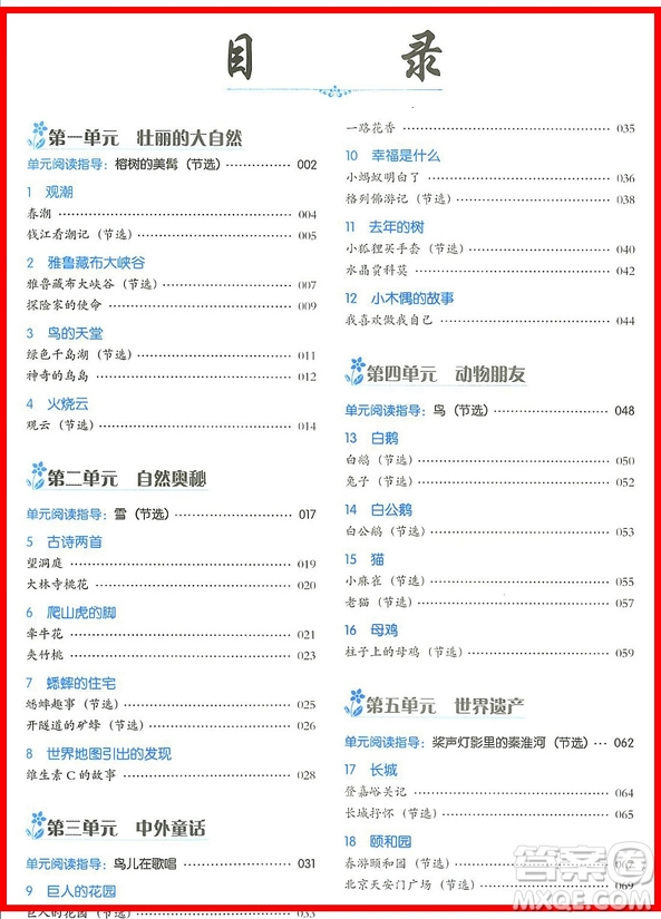 2018年小桔豆四年級上冊人教版小學語文同步拓展閱讀參考答案