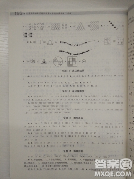 小學生階梯數(shù)學培優(yōu)題典分類分項分級1年級參考答案