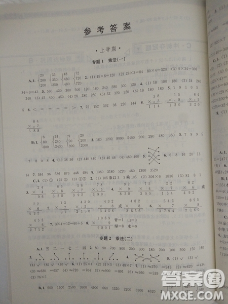 2018全國通用版小學生階梯數(shù)學培優(yōu)題典3年級參考答案