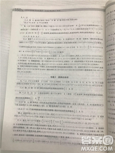 2018年南大輔教小學(xué)生階梯數(shù)學(xué)培優(yōu)題典六年級參考答案