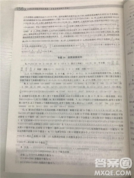 2018年南大輔教小學(xué)生階梯數(shù)學(xué)培優(yōu)題典六年級參考答案