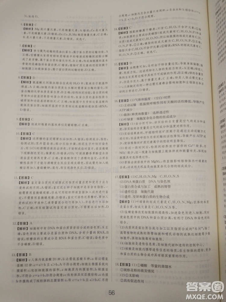 愛學習刷題狗高考生物參考答案