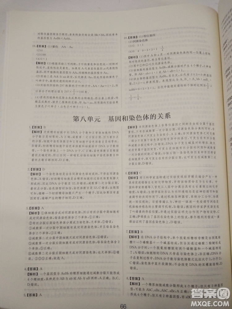 愛學習刷題狗高考生物參考答案