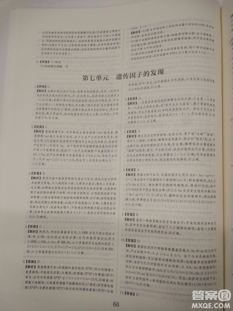 愛學習刷題狗高考生物參考答案