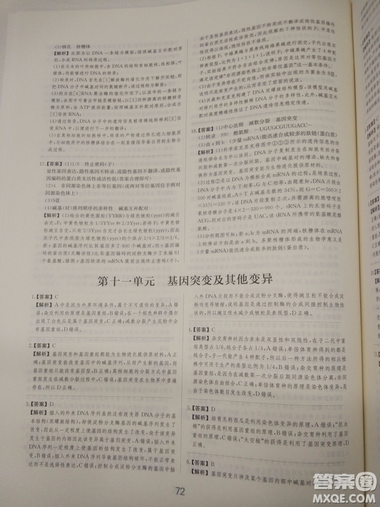 愛學習刷題狗高考生物參考答案