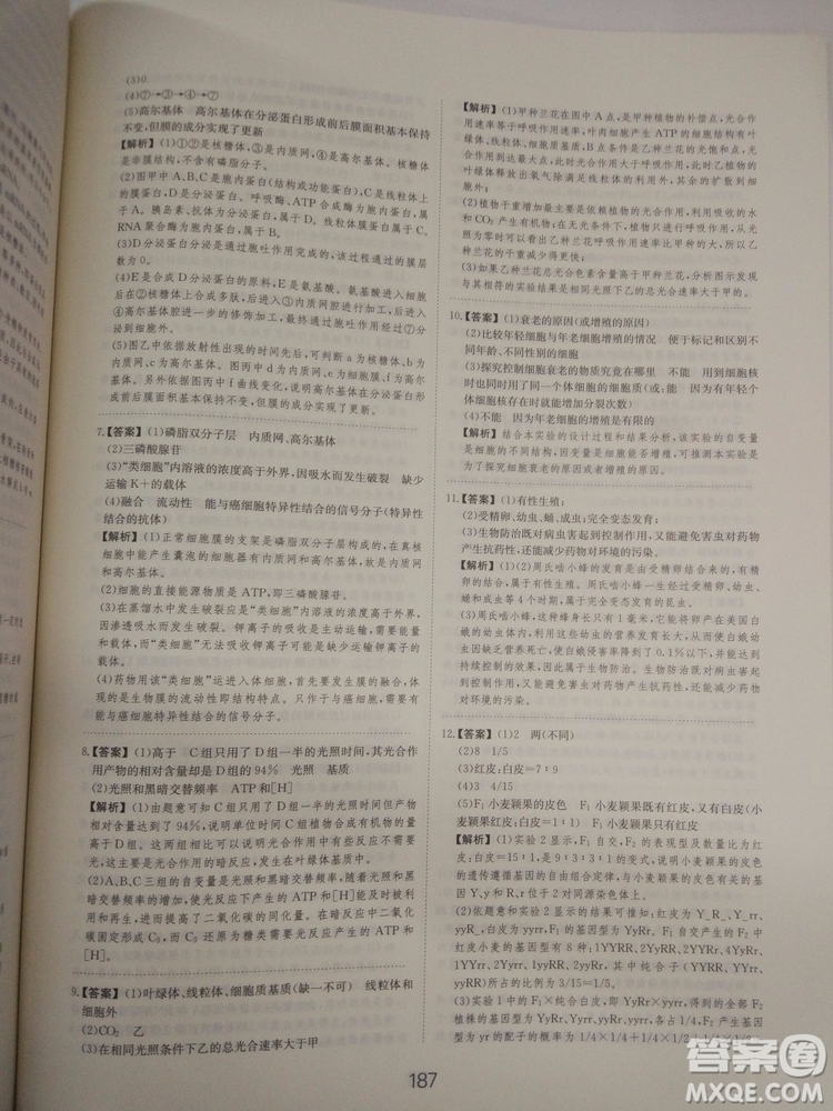 愛學習刷題狗高考生物參考答案