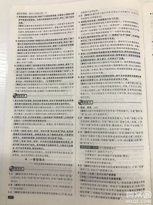 2019理想樹67初中自主學習初中必刷題八年級語文上冊參考答案最新