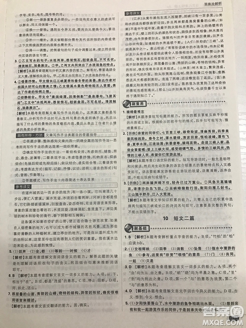 2019理想樹67初中自主學習初中必刷題八年級語文上冊參考答案最新
