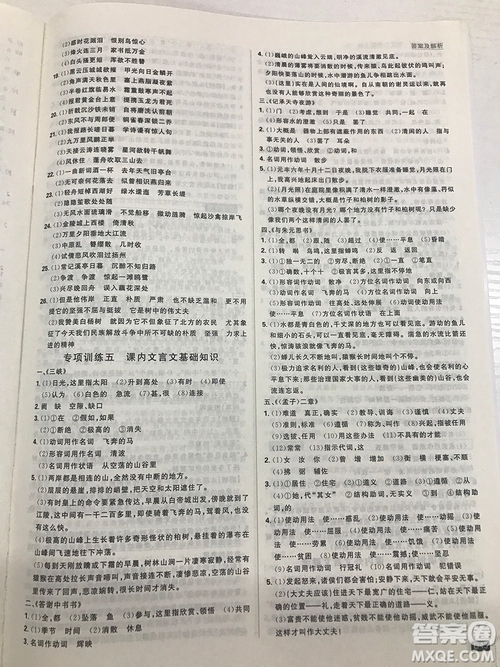 2019理想樹67初中自主學習初中必刷題八年級語文上冊參考答案最新