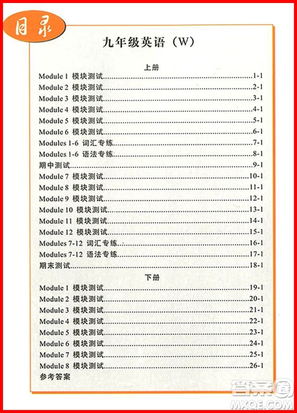 2018年勵(lì)耘書(shū)業(yè)外研版勵(lì)耘活頁(yè)九年級(jí)全一冊(cè)英語(yǔ)參考答案