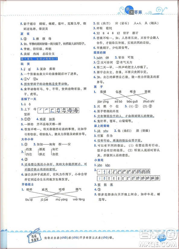 2018年崔巒教閱讀訓(xùn)練80篇一年級注音版參考答案