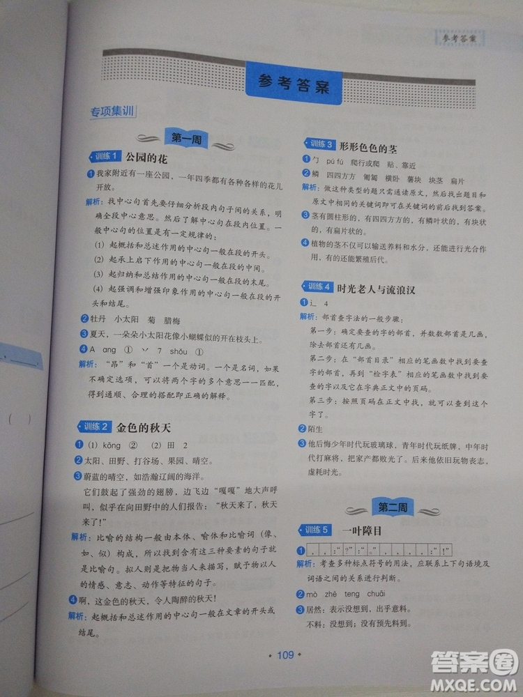 2018新版小學生語文分級閱讀訓練3年級通用版參考答案 