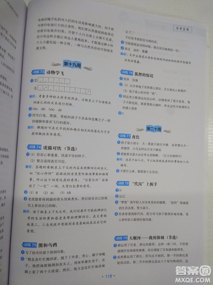 2018新版小學生語文分級閱讀訓練3年級通用版參考答案 