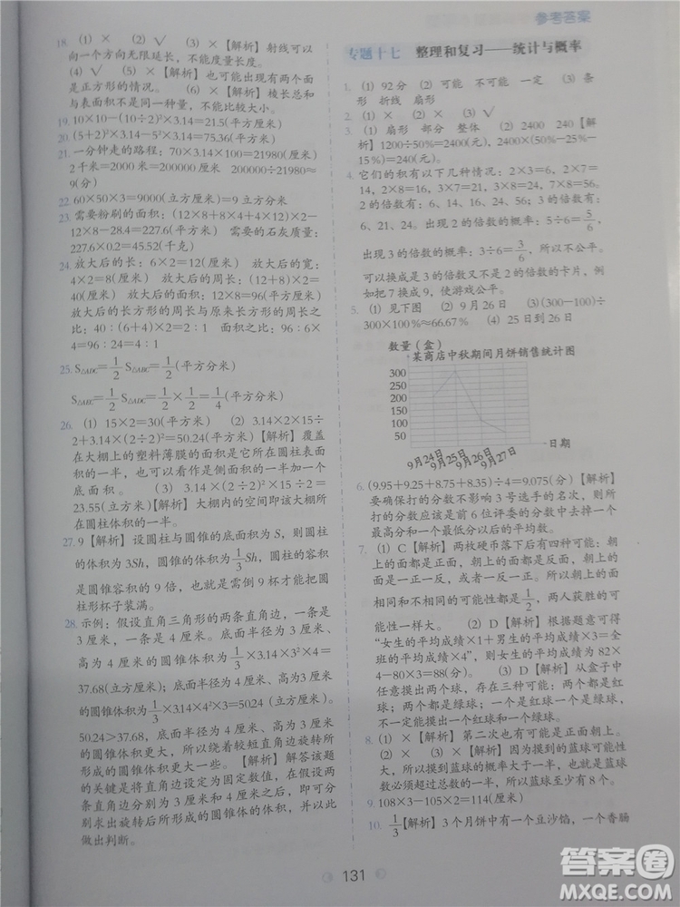 2018年欣鷹圖書通用版小學(xué)數(shù)學(xué)必做題六年級(jí)參考答案