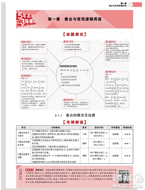 五年高考三年模擬2019A版高考理數(shù)答案