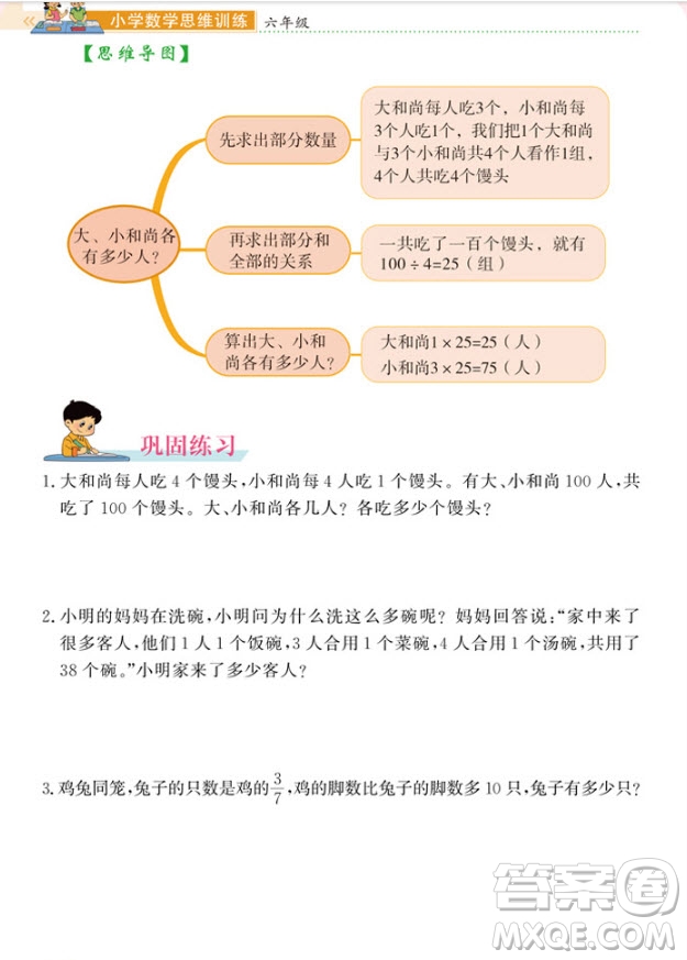 2018年教材通用小學(xué)數(shù)學(xué)思維訓(xùn)練六年級參考答案