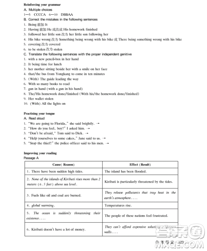 上海大學(xué)出版社上海作業(yè)鐘書金牌高二英語下冊參考答案