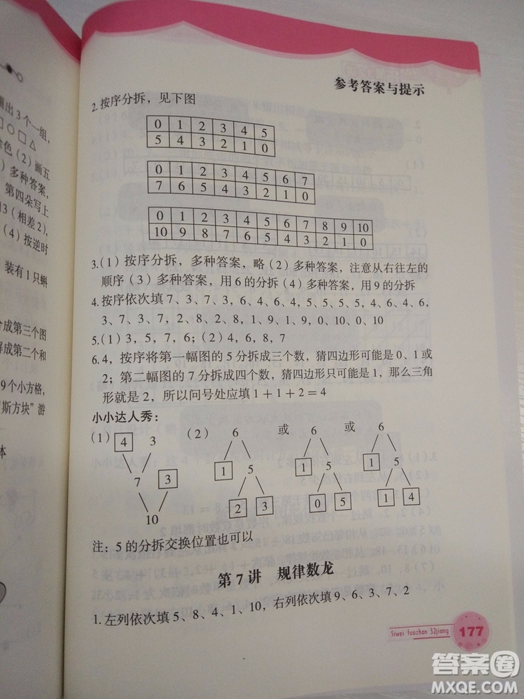 思維拓展32講2018新版小學數(shù)學一年級參考答案
