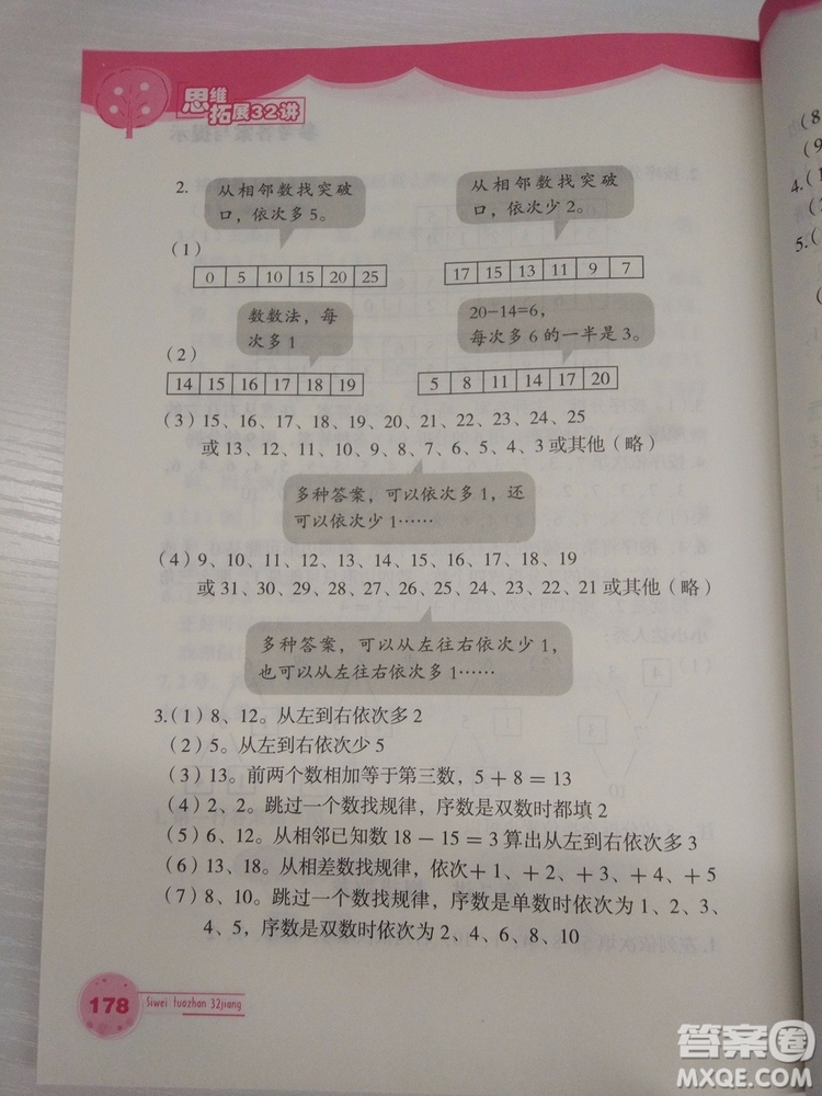 思維拓展32講2018新版小學數(shù)學一年級參考答案
