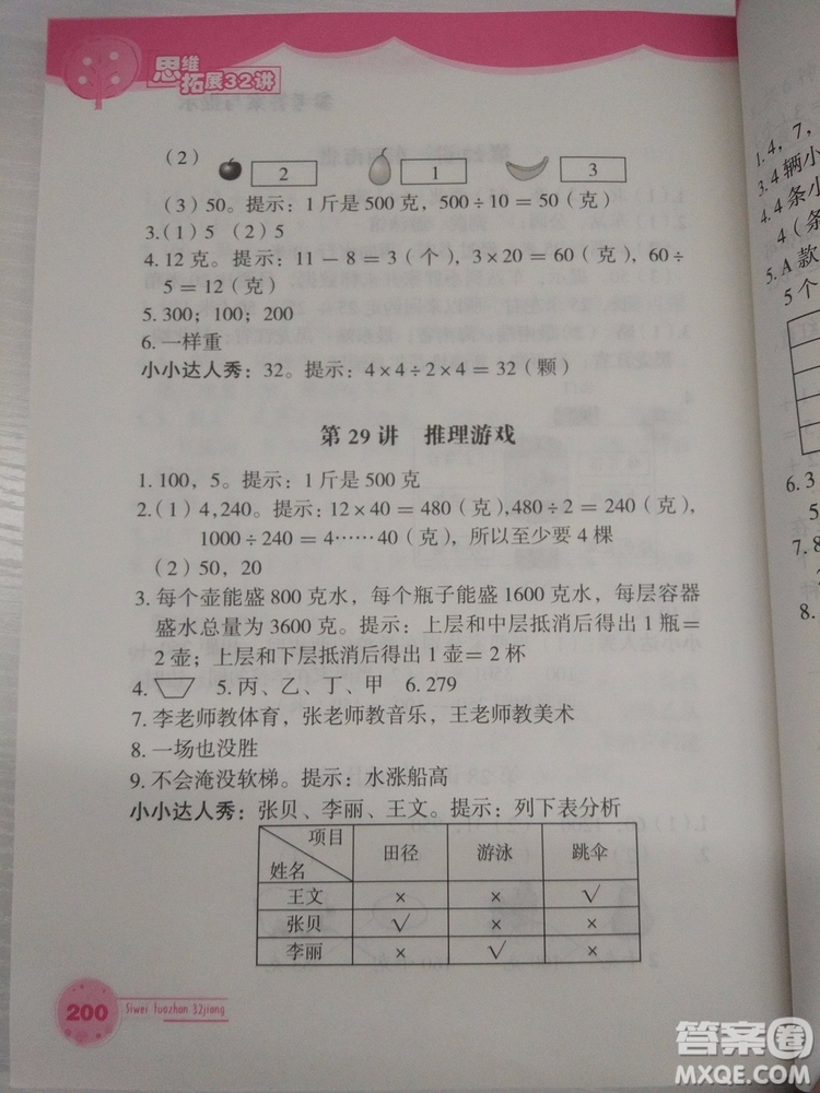 思維拓展32講2018版小學(xué)數(shù)學(xué)二年級(jí)參考答案