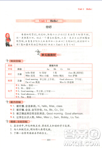 蘇教版2018年名師點撥課課通三年級英語上冊參考答案