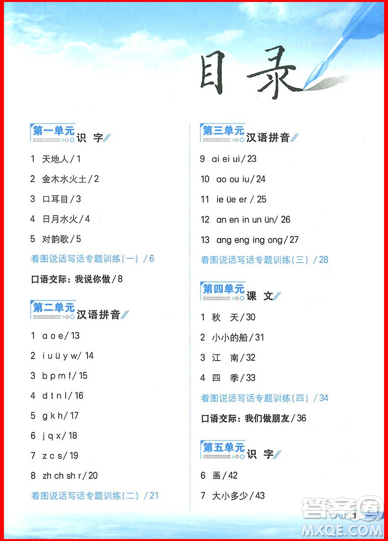 2018年人教部編版小學教材同步作文全解說話寫話 一年級上冊參考答案