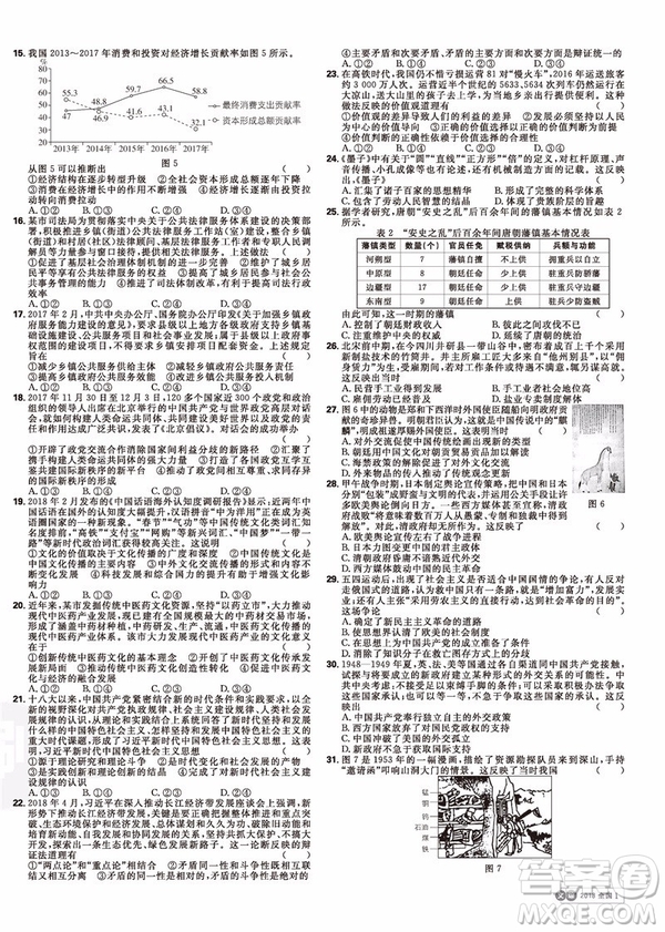 理想樹(shù)2019高考必刷卷十年真題文科綜合參考答案
