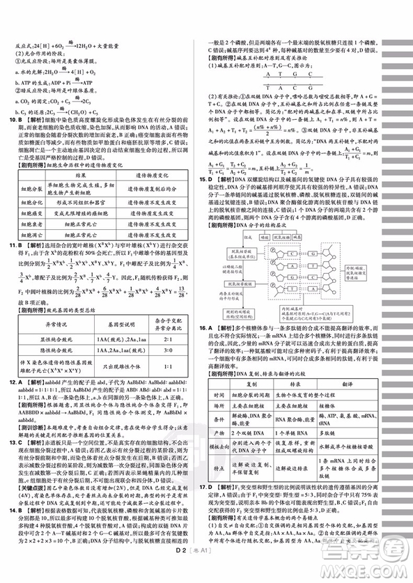 理想樹高考必刷卷小卷21套生物2018參考答案