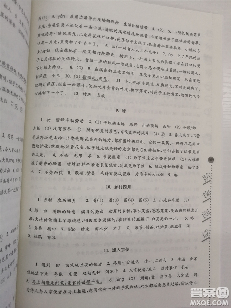 2018年6年級新課標(biāo)小學(xué)生古詩詞階梯閱讀訓(xùn)練參考答案