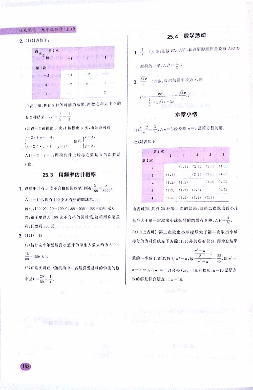 2019版九年級數(shù)學(xué)上冊龍門書局狀元筆記參考答案