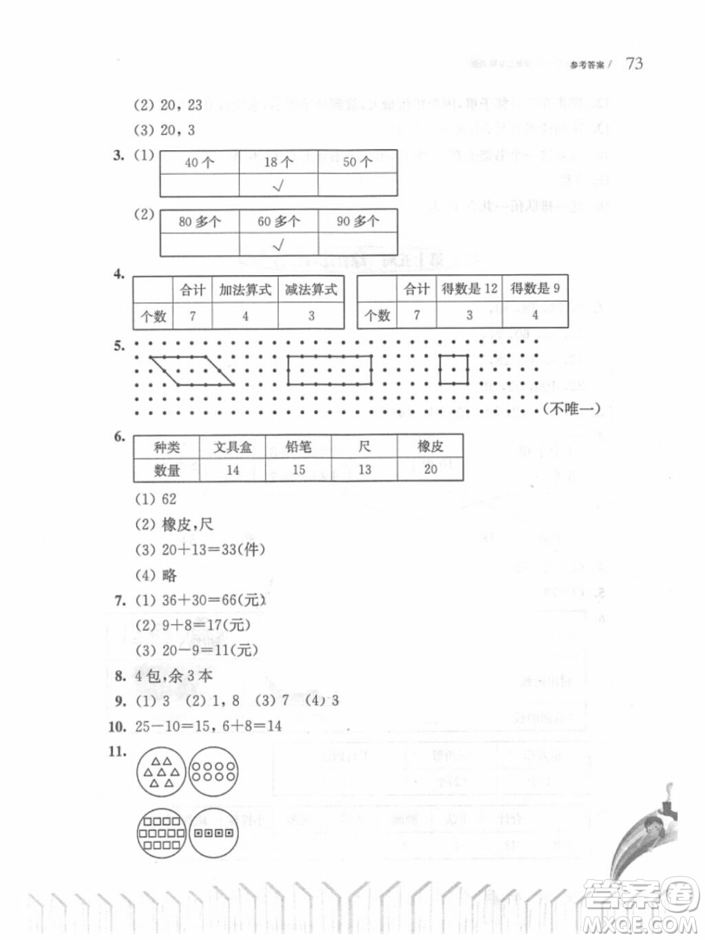 2019年從課本到奧數(shù)一年級(jí)第二學(xué)期B版參考答案