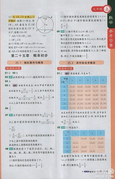 2018人教版1加1輕巧奪冠課堂直播九年級上冊數(shù)學參考答案